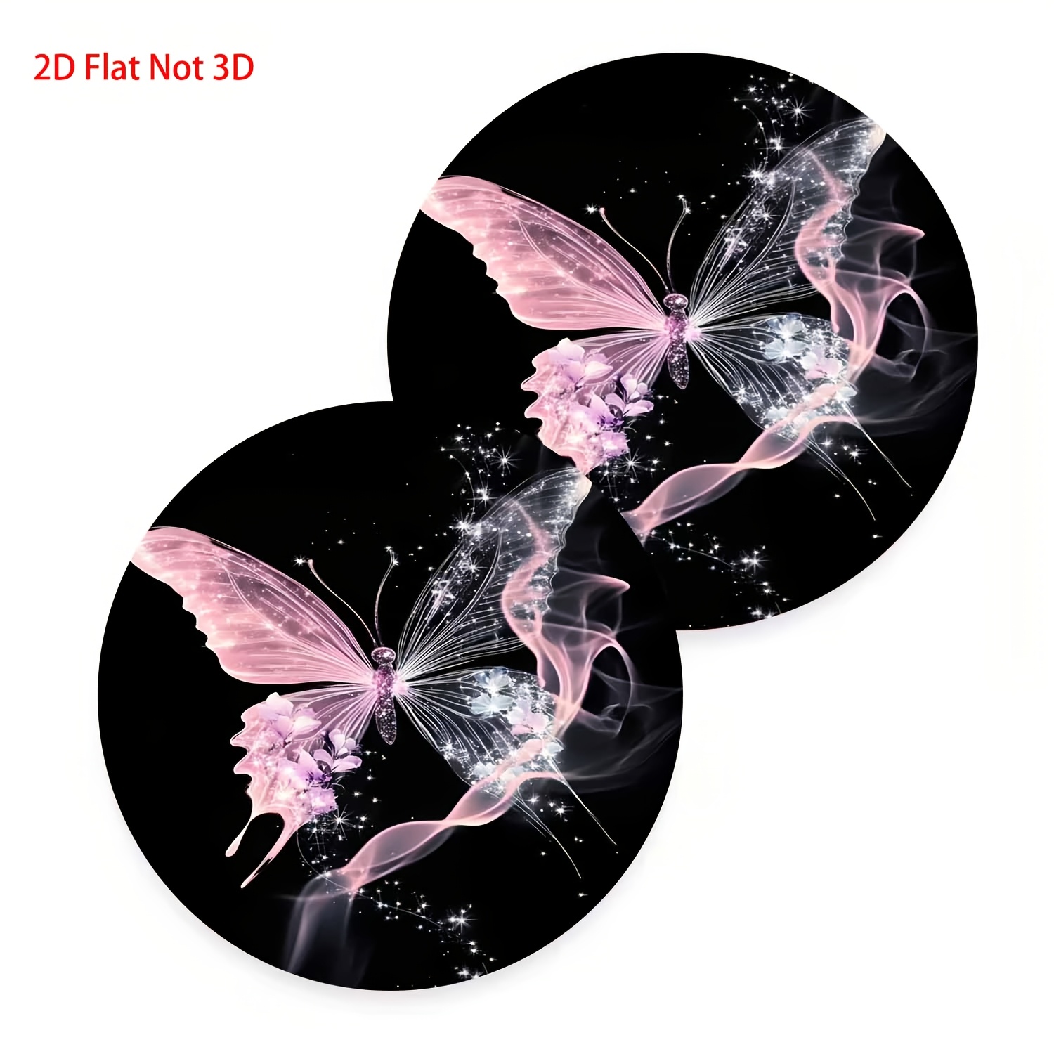 TEMU Set Of 2 Car Coasters, Easy To Clean, Women' Interior Decor, Gift For , Home Dining Table Coasters, Absorbent And Non-slip Car Cup Holder