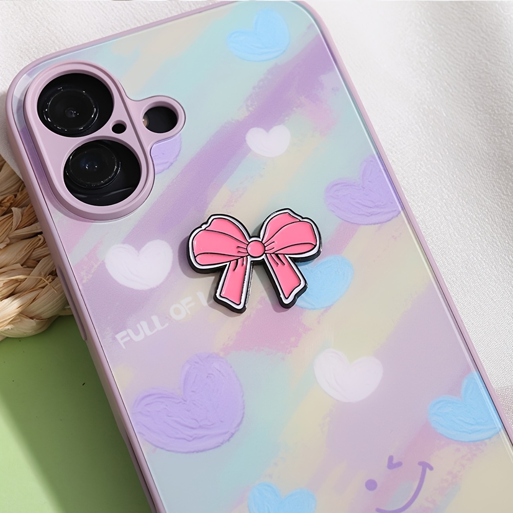 E-shop Rosa Fliege Handy-Sticker Emaille Metall Rucksack Handy-Zubehör Geschenk für Freunde