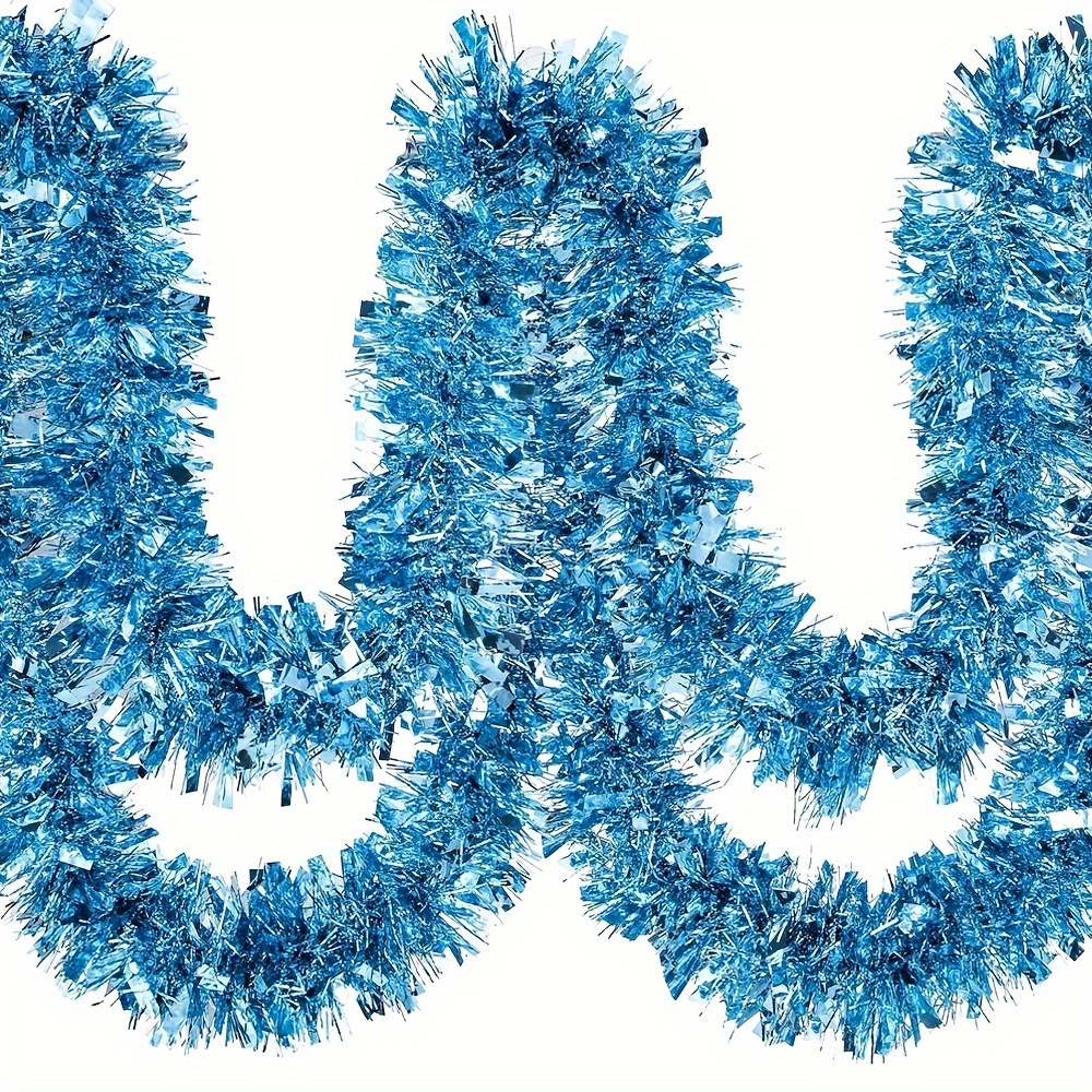 

2m Blue Metallic Twist Garland - Sparkling Hanging Decor For Christmas, Birthdays, Weddings & Valentine's Day - Indoor/outdoor Holiday Decoration, Christmas Tree Party Supplies