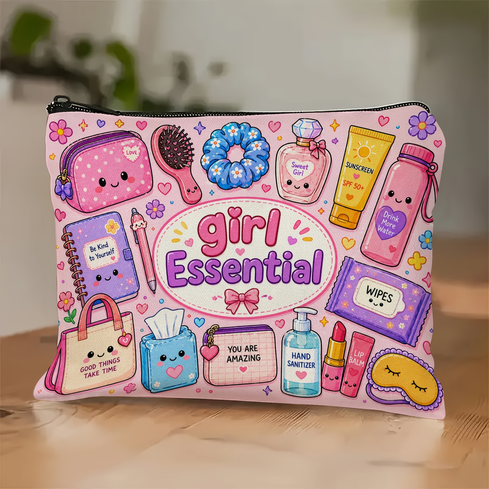 TEMU A Makeup Bag Themed Around Girls, This Portable Storage Bag Is Perfect As A Gift For Your Mom, Sister, Or Girlfriend. It Can Hold Cosmetics,