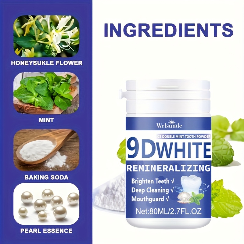 3pcs 9  remineralizing hydroxyapatite tooth powder 240ml 8 1fl oz deep cleaning mint flavored   ideal for oral health hygiene tooth brightening powder for   men and women ideal for daily deep cleaning of teeth Product details 2