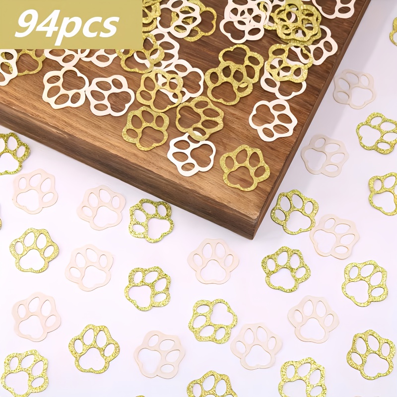 Image of 94pcs Double-sided Shiny Kitten And Print Tabletop Confetti, Suitable For Pet Birthday Celebration Parties, Pet-themed Party Confetti, Atmosphere Decoration Props
