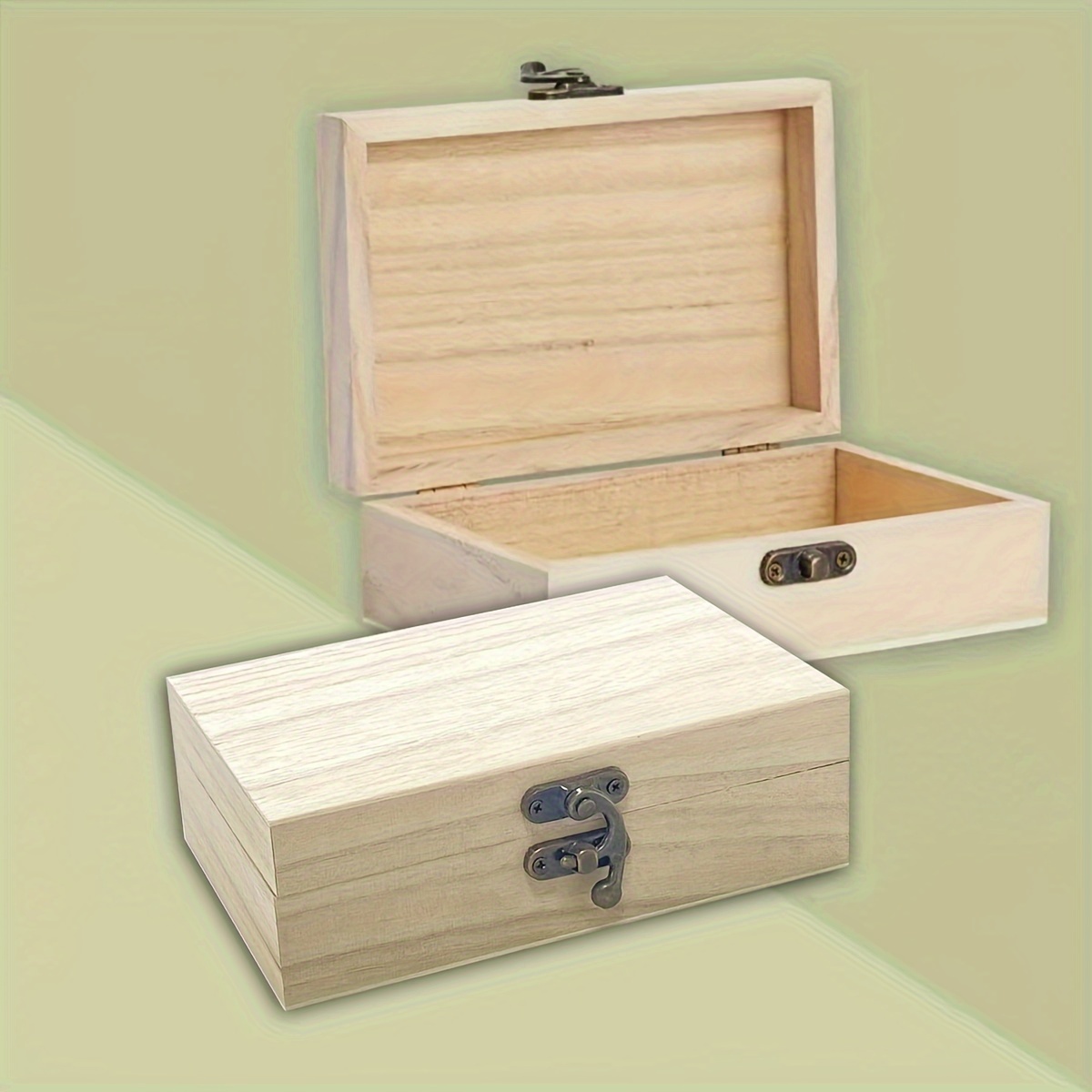 

6 Unfinished Wooden Gift Boxes With Lid And Lock Decoration Wooden Box, Suitable For Diy Handmade, Jewelry Storage, Gift Decoration