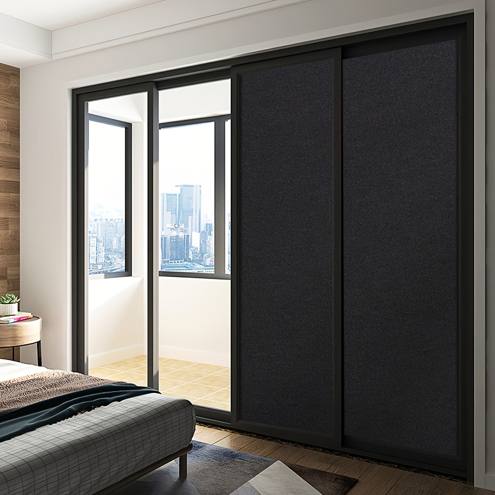 TEMU 1pc Black Matte Privacy Window Film, 5mil Thick Opaque Sun Protection No Adhesive, Electrostatic Cling For Ideal For Bedroom Bathroom Door