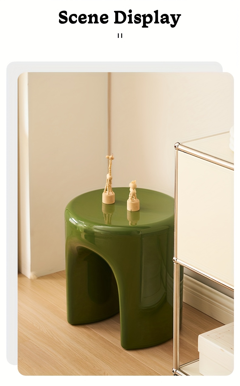   style classic round stool minimalist storage small table   colors plastic material durable coffee table practical household goods outdoor portable doorway shoe changing stool Product details 8