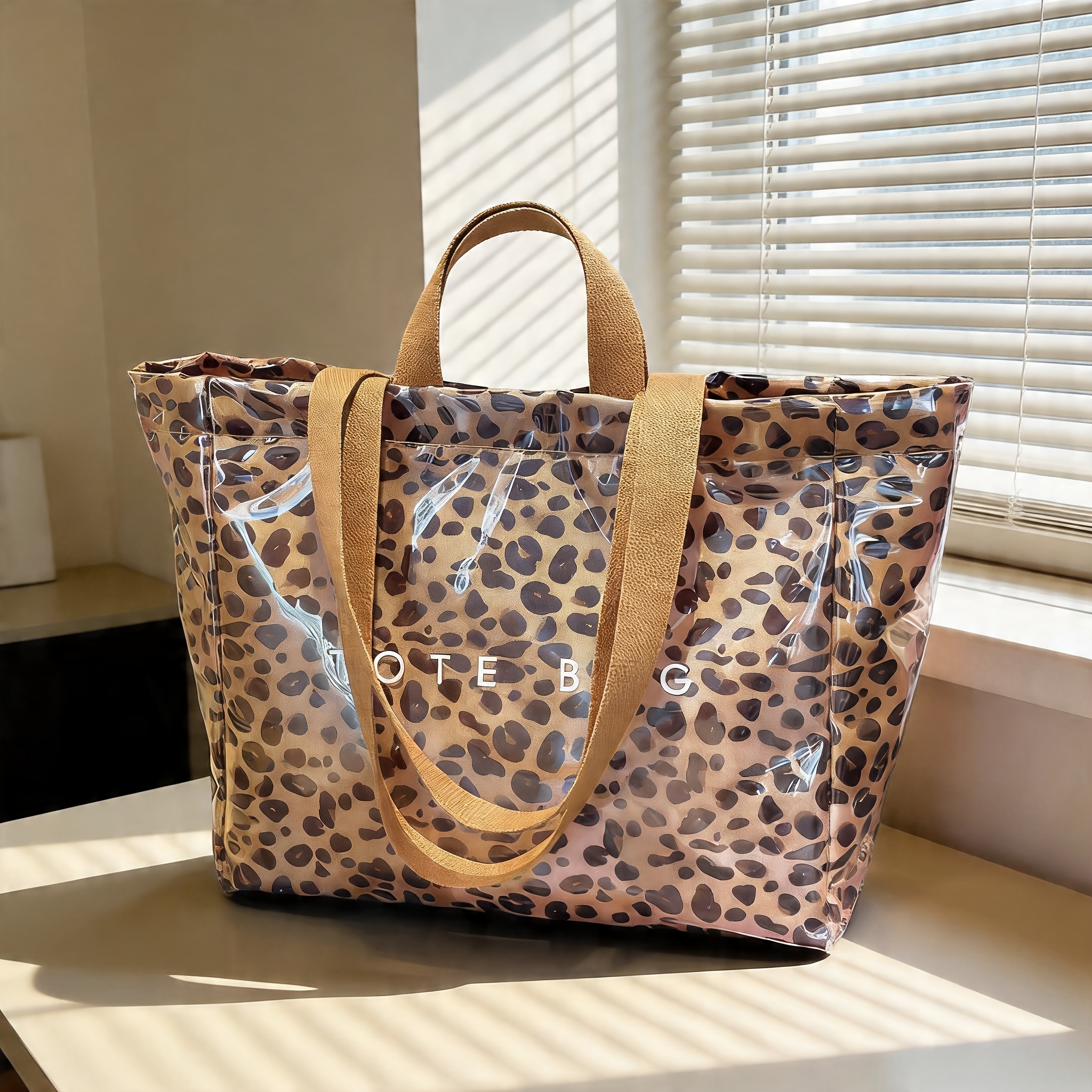 TEMU Women's Tote Bag, Vintage Leopard Print, Large Capacity, Trendy And Versatile For Daily , Handbag And Shoulder Bag