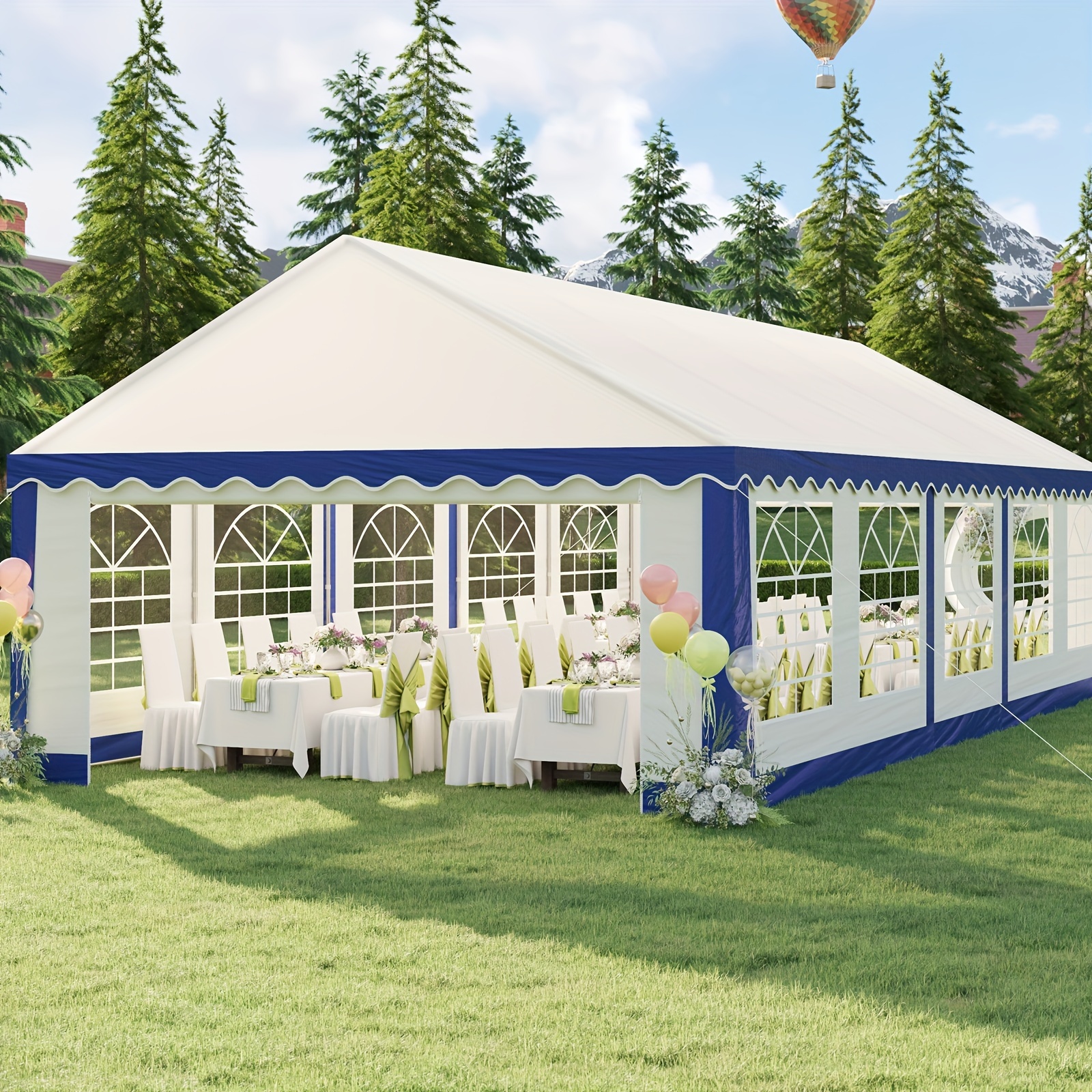 

Heavy Duty Large Outdoor Shelter, Wedding Party Tent With Windows And 2 Side Doors, Gazebo For Garden, Patio, Or Carport