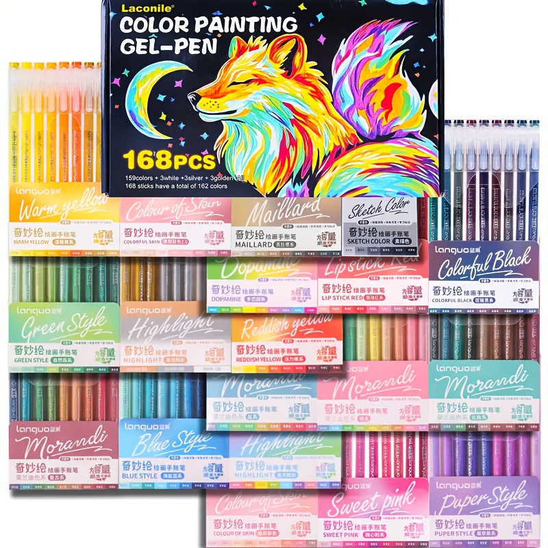 E-shop 168 Farbige Gelstift-Geschenkbox | Zeichnen/Kunstschaffen/Handmade DIY Mehrzweck-Exquisiter Notizset (Ideal für Verwandte, Freunde/Kollegen)