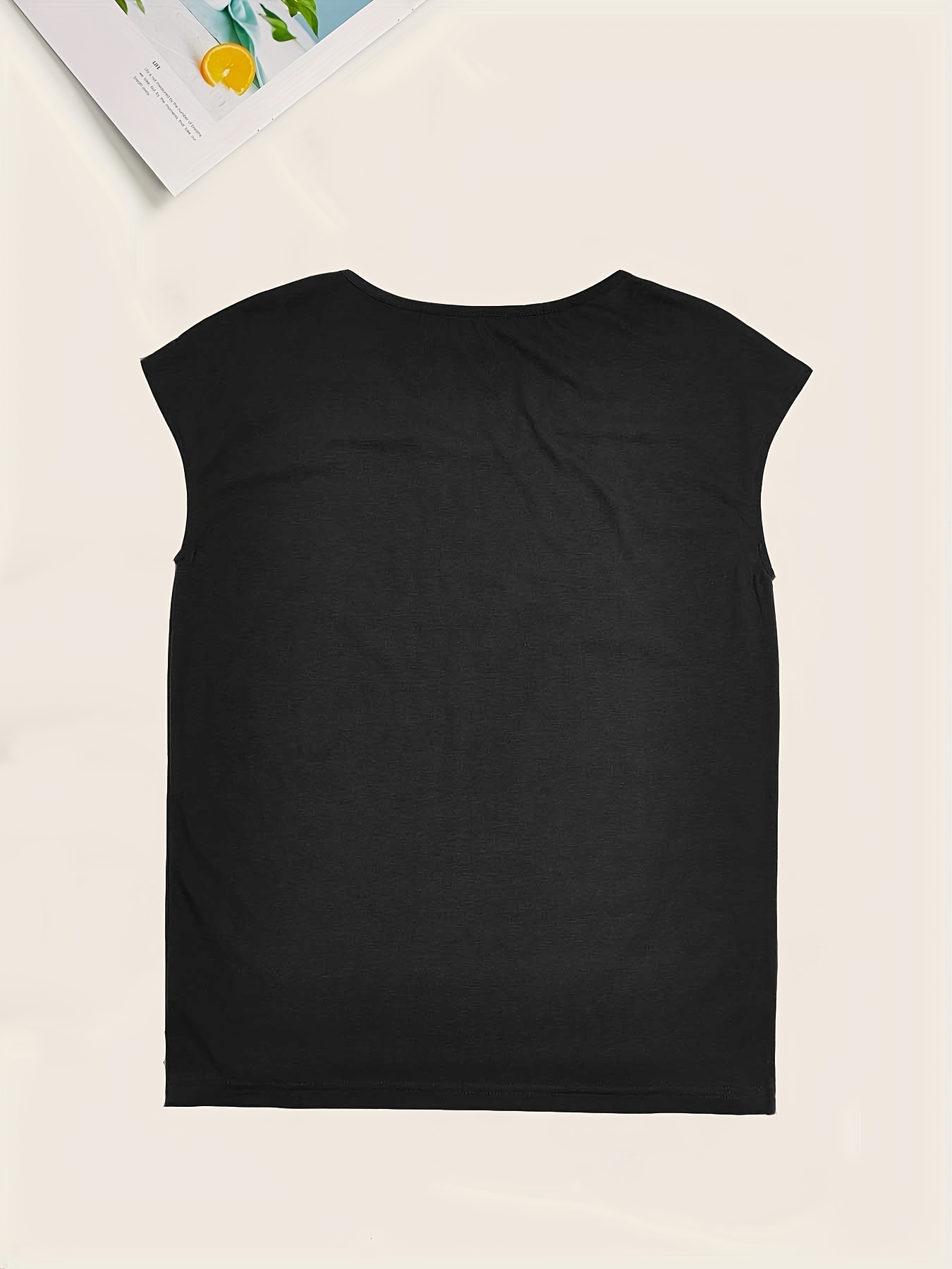 Camiseta Sin Mangas Cuello En V Color Sólido Camiseta Sin - Temu