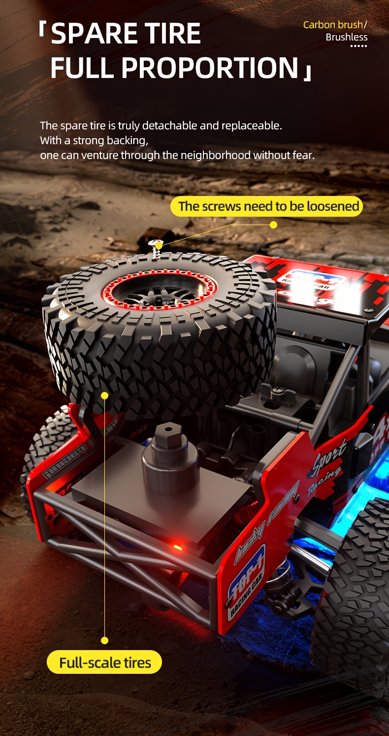 4WD RC Off-Road Monster Truck 1:20 - 34+ MPH Brushless Speed, Reinforced Metal Frame, Programmable LED Light Show | All-Terrain Remote Control Car, Toy Gift for Kids, Teens, Adults, Hobby Grade Racer