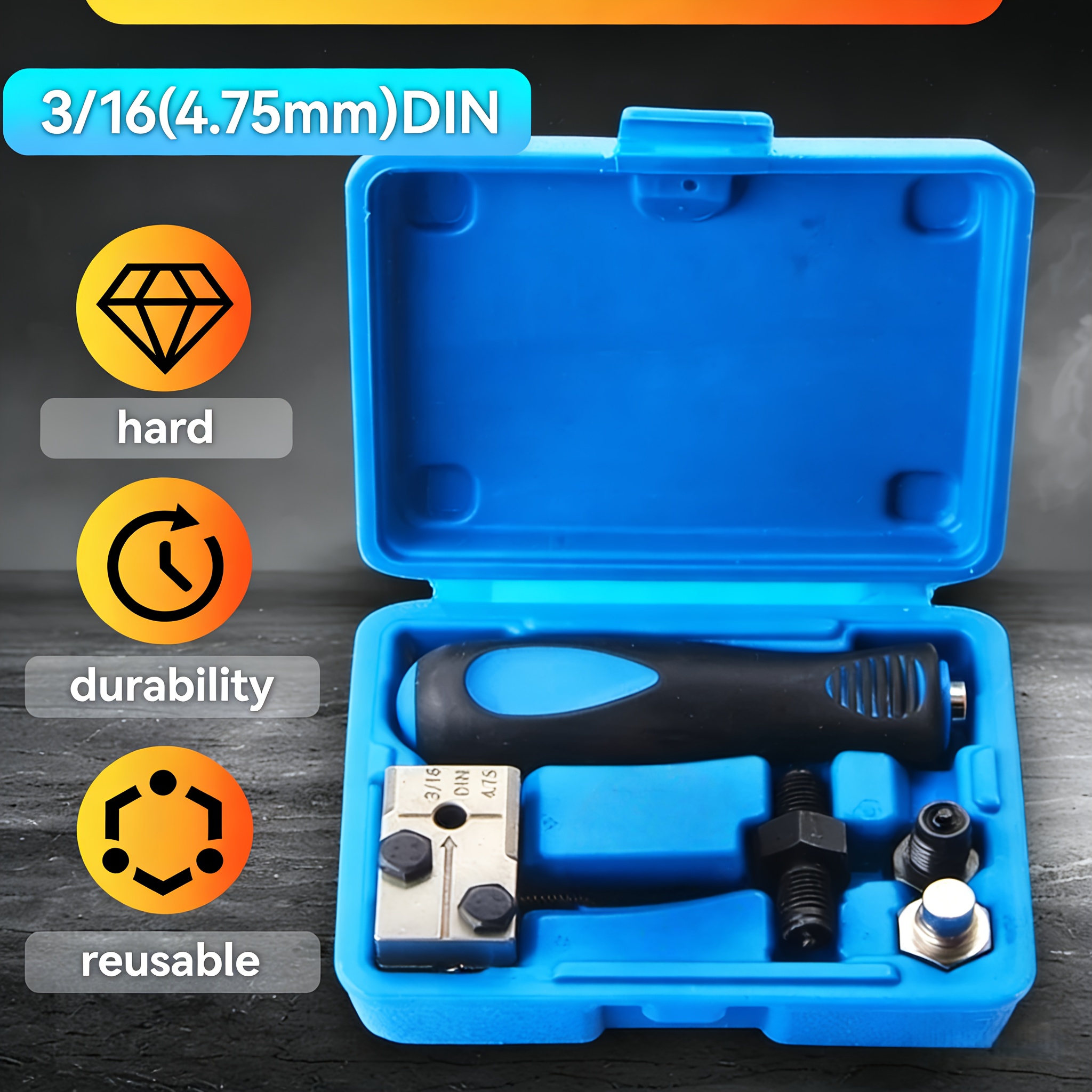 TEMU 3/16" Brake Pipe Double Expansion Tool Kit, Universal Automotive Brake Pipe Flaring Tool Kit, Brake Pipe Expander Brake Repair Tool, Removable,