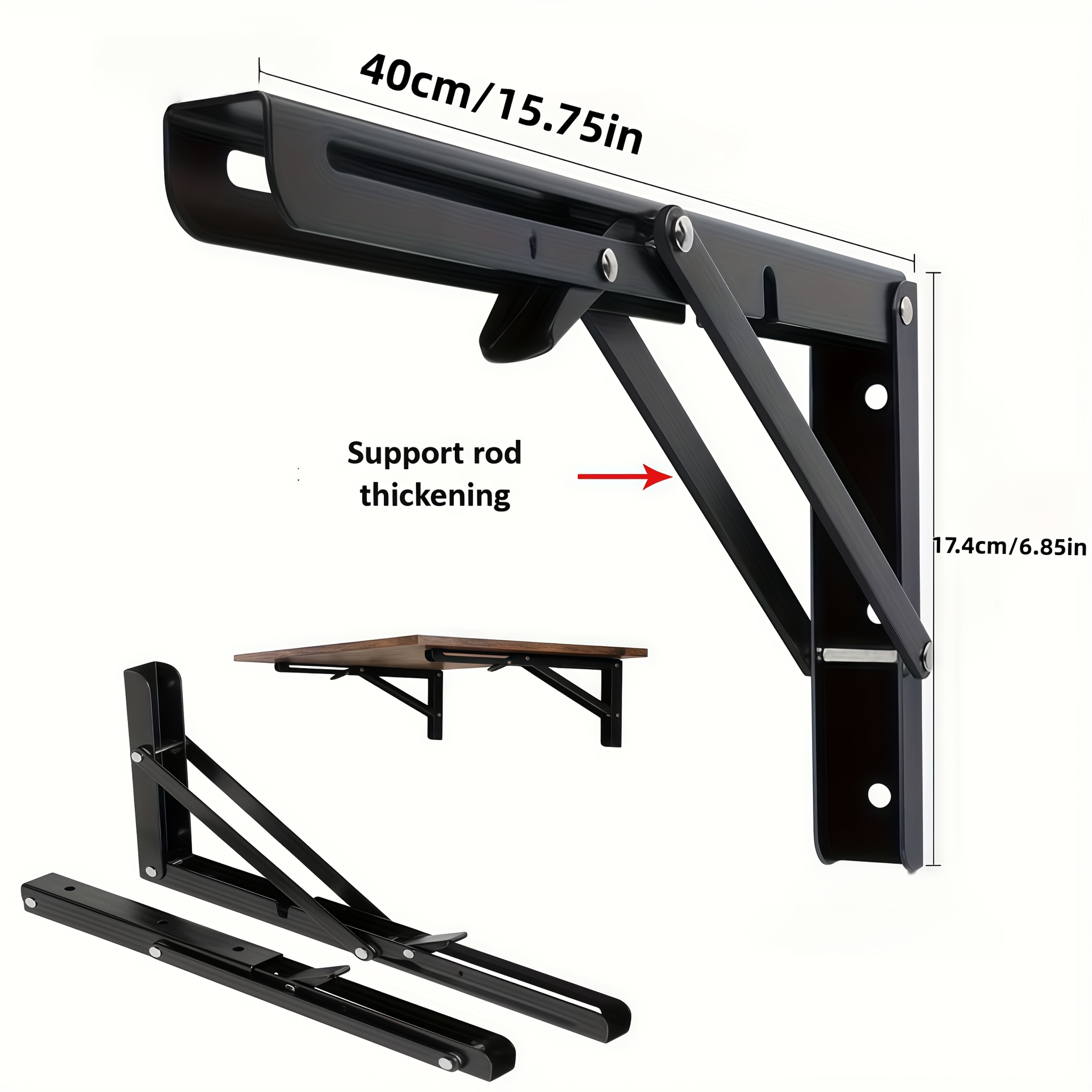 TEMU 2 Heavy-duty Adjustable Folding Brackets - 90° Foldable Wall-mounted Industrial Cast Fittings Premium Carbon Steel Construction Space-saving