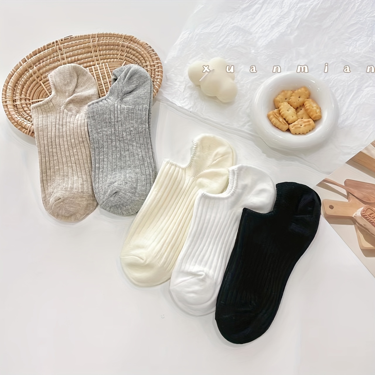 

5 Pairs Of Summer Thin Cotton Slip-on Socks - Women's Fashion Accessories - Pure Color Short Socks - Inner Socks - Boat Socks - Hand Wash Or Dry Clean - Polyester Fabric - Spandex Blend - 5 Pieces