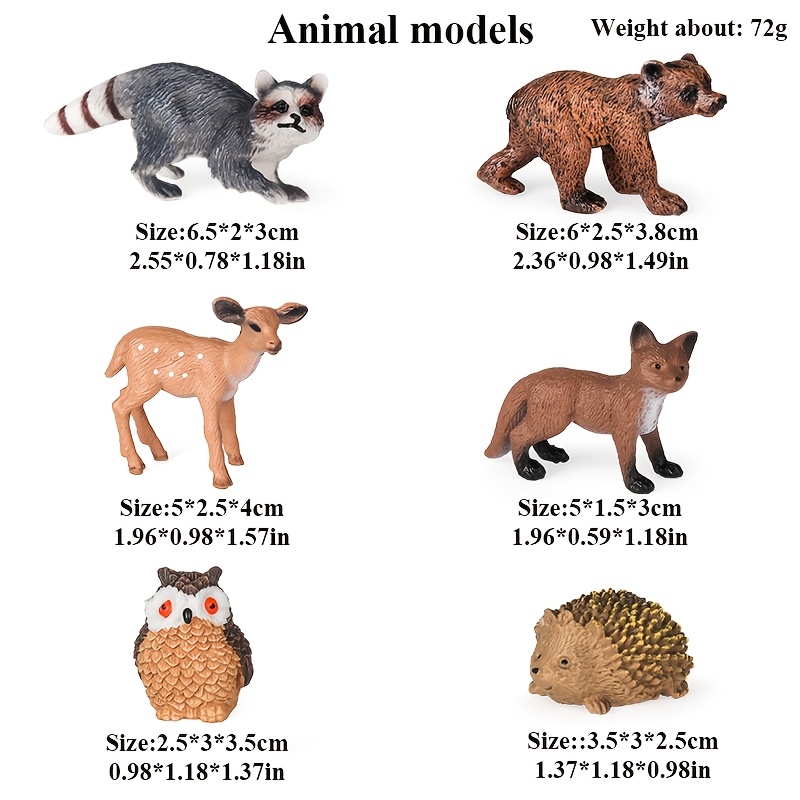 Forest Animal Figures Woodland Creatures Toy Figurines Set 6pcs Forest Animals