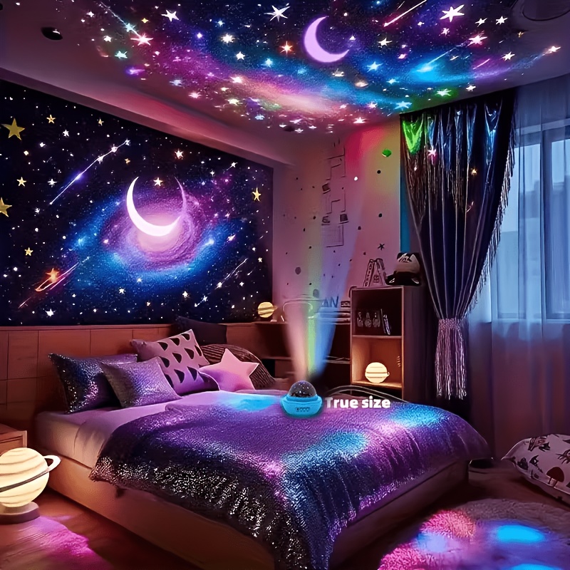 360 automatic rotation rgb star projection night light plug and play   of color   switchable adjustable brightness for diverse scenes   party ambiance and ramadan decor portable and compact