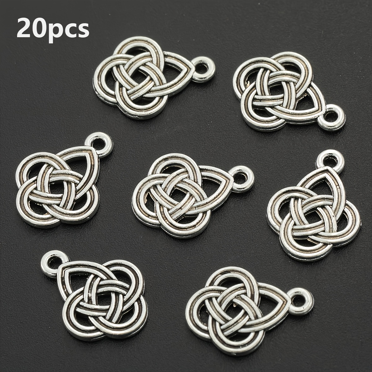 Image of 20pcs Vintage Celtic Knot Flower Charms, Alloy Pendant For Making, Irregular Hollow For Necklaces, Bracelets, Earrings - Craft Accessories, Best For Christma