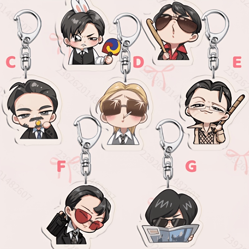 TEMU 2d Flat - 2d Flat 7pcs Acrylic Keychain Set, Movie Anime Merchandise, Collecting, Graduation Season, Back-to-, Halloween, Christmas, , Gift For