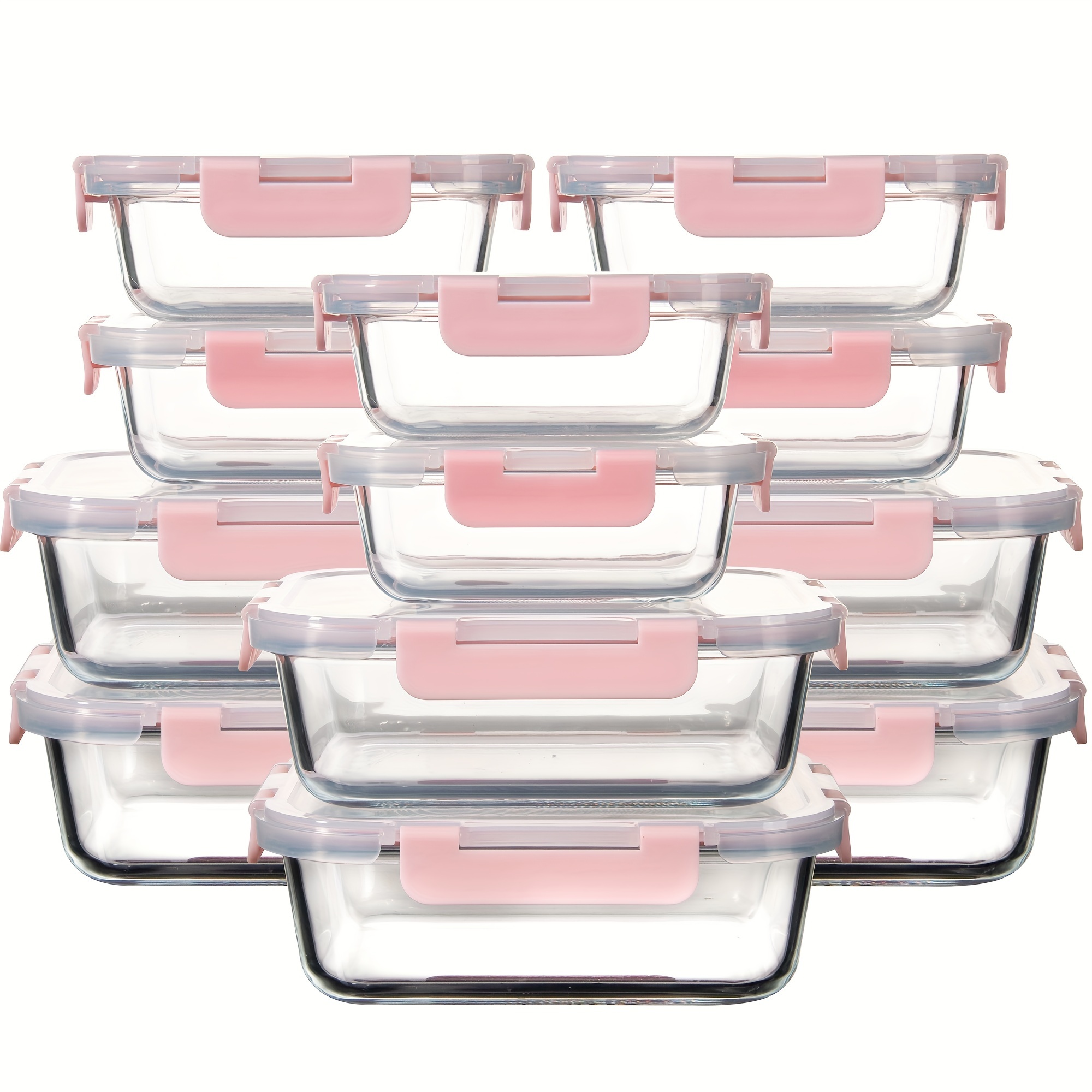 

12 Pack Glass Food Storage Containers With Lids, Airtight Glass Meal Prep Containers, Stackable & Leak-proof