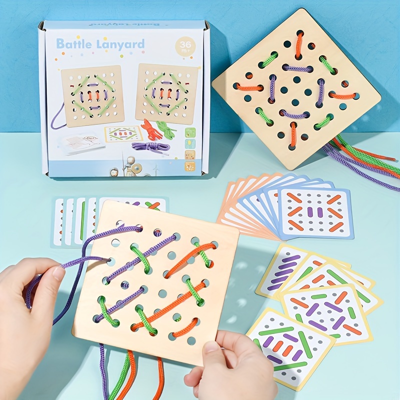 A Wooden Lacing Toy Designed For Early Learning, This Threading Game Intelligence And Is A Great Educational Gift For Birthdays, Halloween, Or Christmas