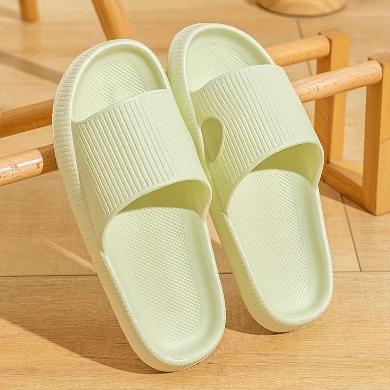 1 Pair Unisex EVA Slippers - Casual Striped Indoor House Shoes, All-Season Comfortable Slip-On Slides with Round Toe, Non-Slip Quick-Dry Bath Slippers, Suitable for Men and Women