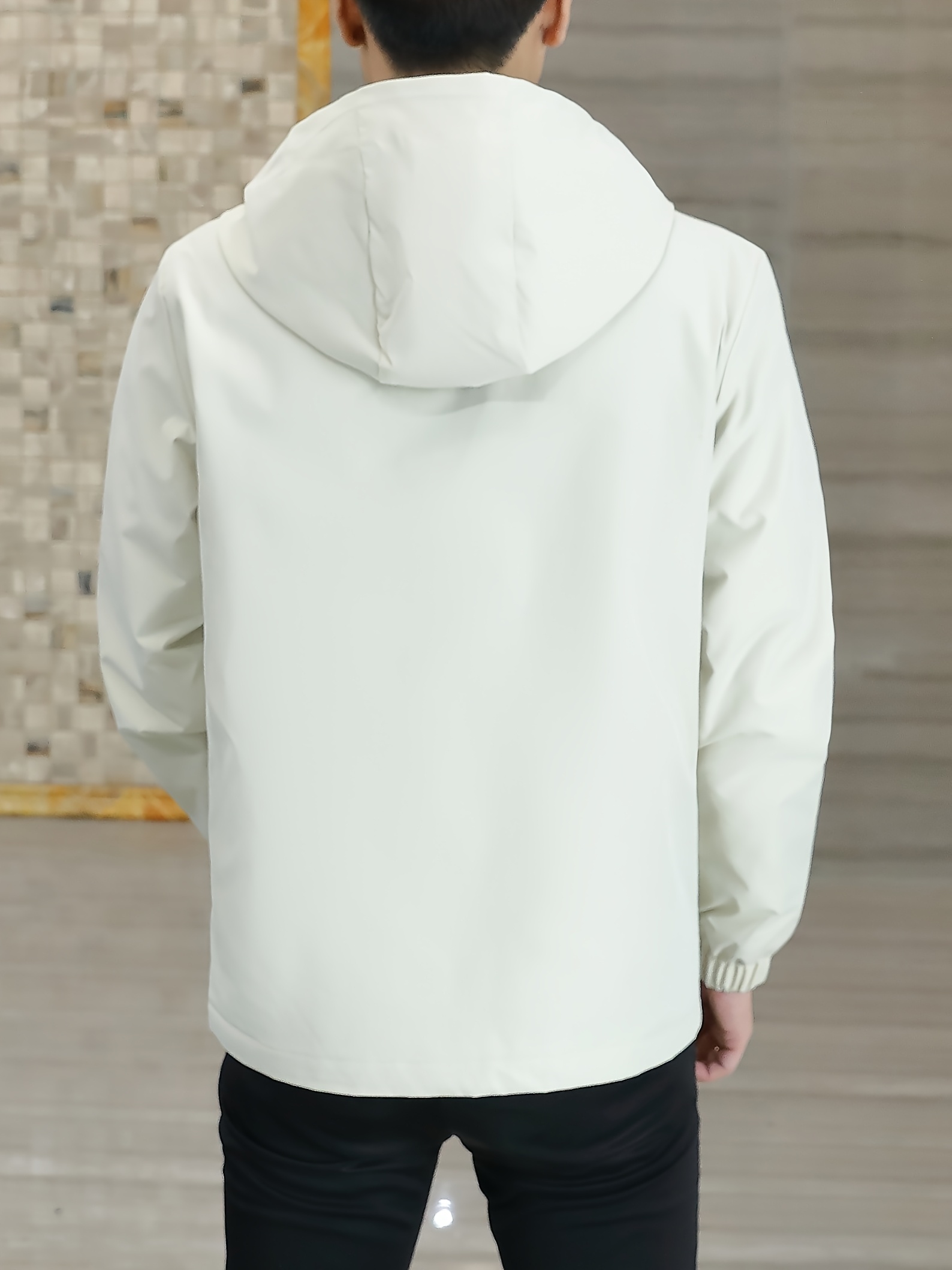 Chaqueta de polar para hombre, abrigo con cremallera resistente al viento para otoño, chaqueta con capucha casual, cálida y moderna, color sólido