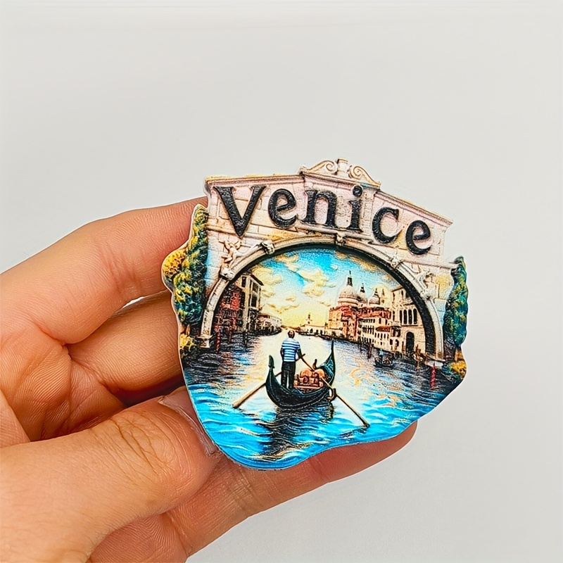 1pc Venice Water Venice Refrigerator Magnet, Cultural Souvenir, Round Polypropylene Kitchen Decor, Christmas / Earth Day / Easter / Valentine's Day / Day Gift