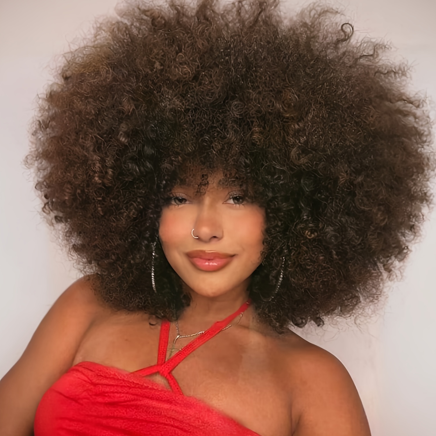 Afro Wigs for Women Short Curly Wig with Bangs Afro Wig Fluffy and Soft  Natural Looking High Temperature Fiber Synthetic Wig for Women