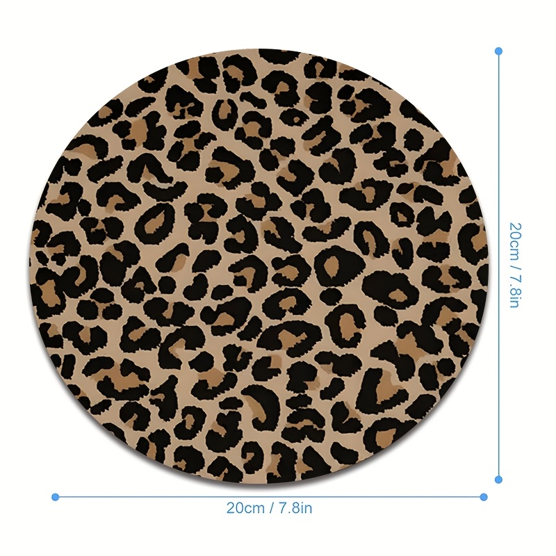 Leopard Print Round Mouse Pad With Stitched Edges & Non-slip Base, 3mm Thickened Gaming Keyboard Mat, Compatible With Pc, Laptop And Wireless Mouse. An Ideal Gift For Women.