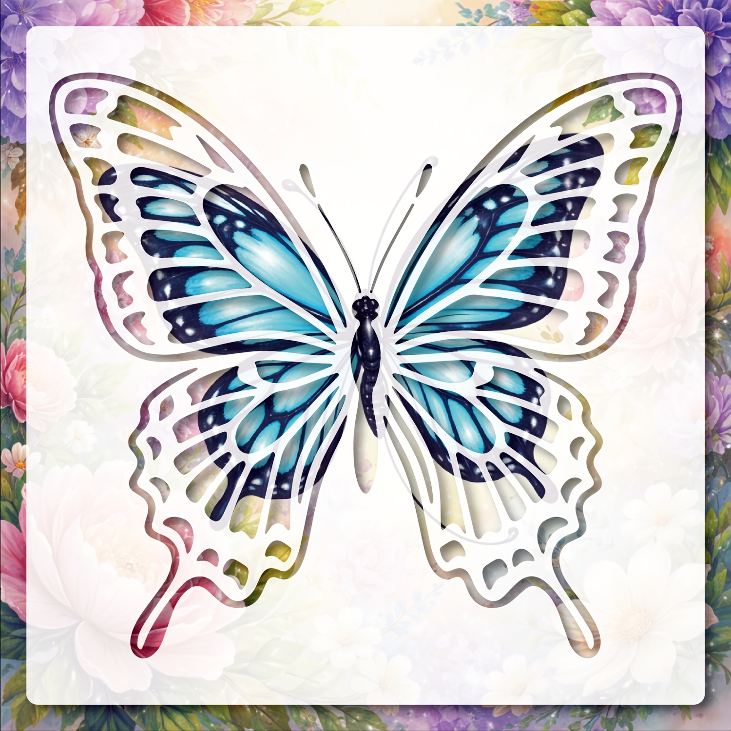TEMU Pochoir Papillon Réutilisable avec d'Ailes Symétriques Élégants - Compatible avec la Pulvérisation, la Sérigraphie, et Mural - Plaque de