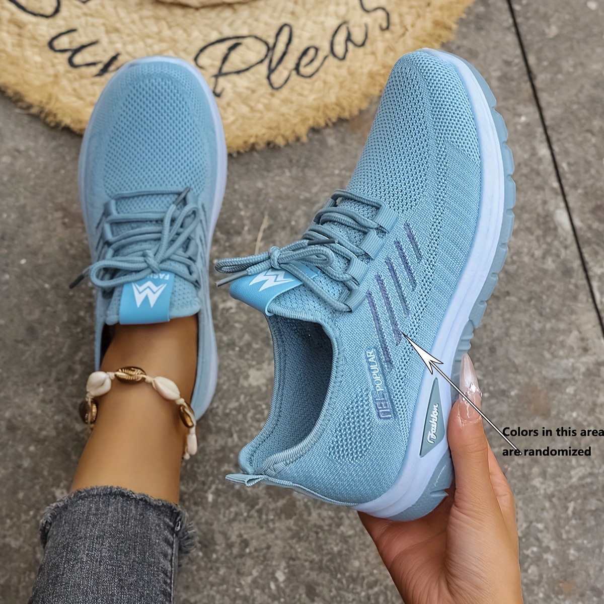 Image of Women&;s Casual Sneakers, Trendy Slip-on Design With Breathable Knitted Mesh Upper, Lightweight For And Street-style Photography., Women Shoes, Colors In This Area Are Randomized