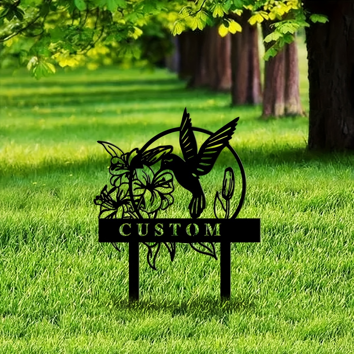 

1pc Custom Sign, Personalized Hummingbird Garden Metal Sign, Hummingbird Garden Stake, Garden Decor, Custom Garden Name Sign, Gardener Gift, Gift