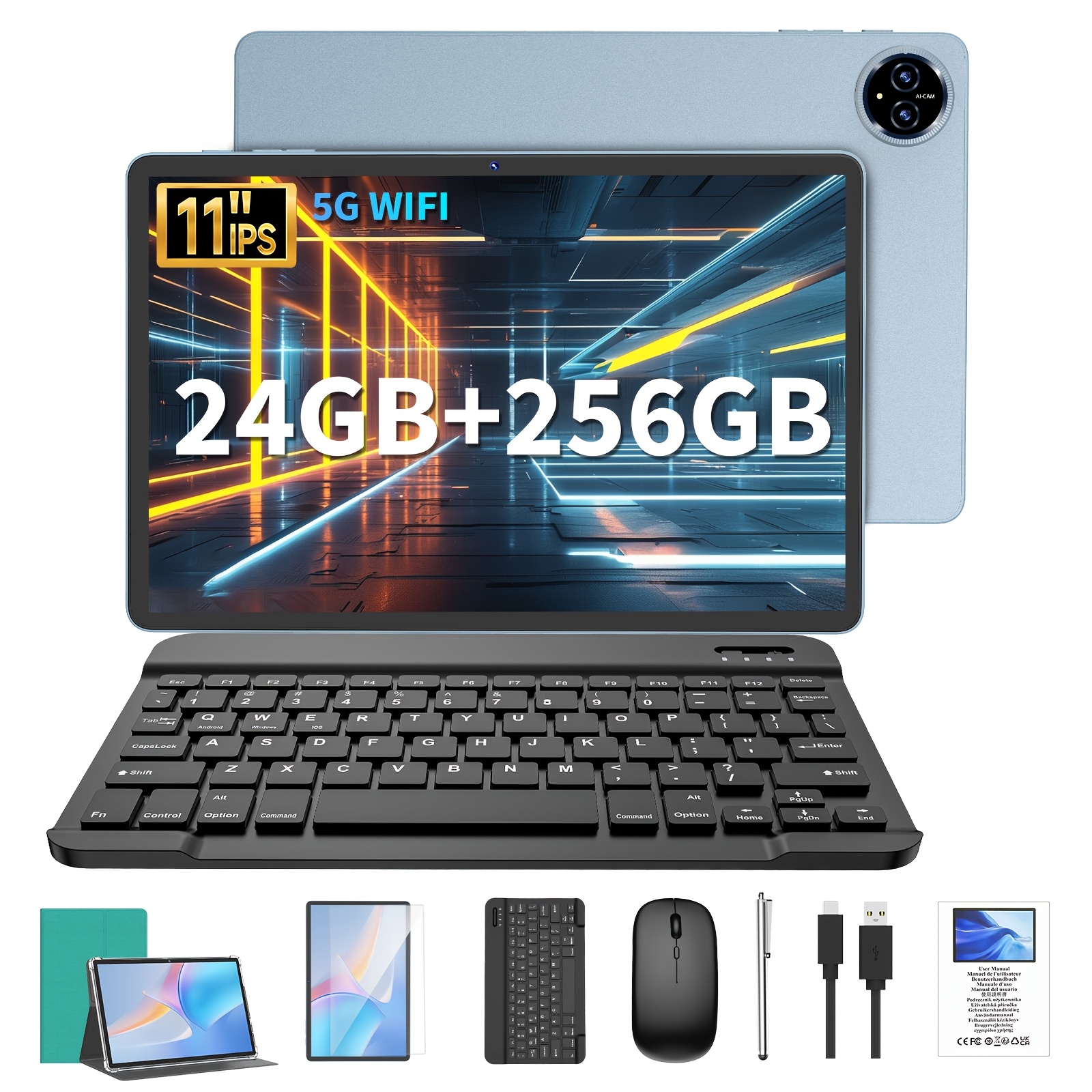 11-palčni tablični računalnik, 24 GB (6+18) RAM, 256 GB ROM, T615 osemdelniški procesor, 8000 mAh baterija, 15, 2-v-1 tablični računalnik s