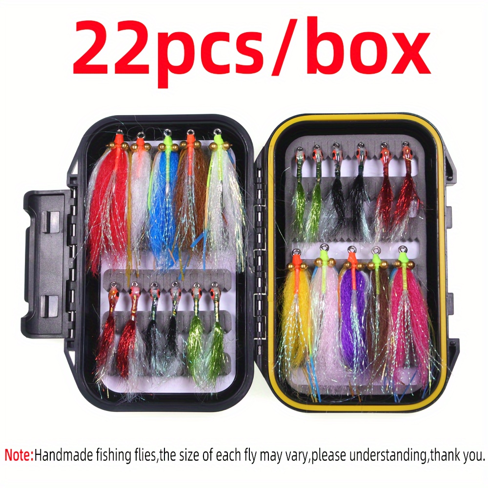 E-shop Private Mold, kein ähnlicher Stil 22-tlg./Box Fliegenfischer-Fliegen-Set Kettenperlen-Öse Köderfisch 3D-Fischauge Epoxidharz Minnow Streamer