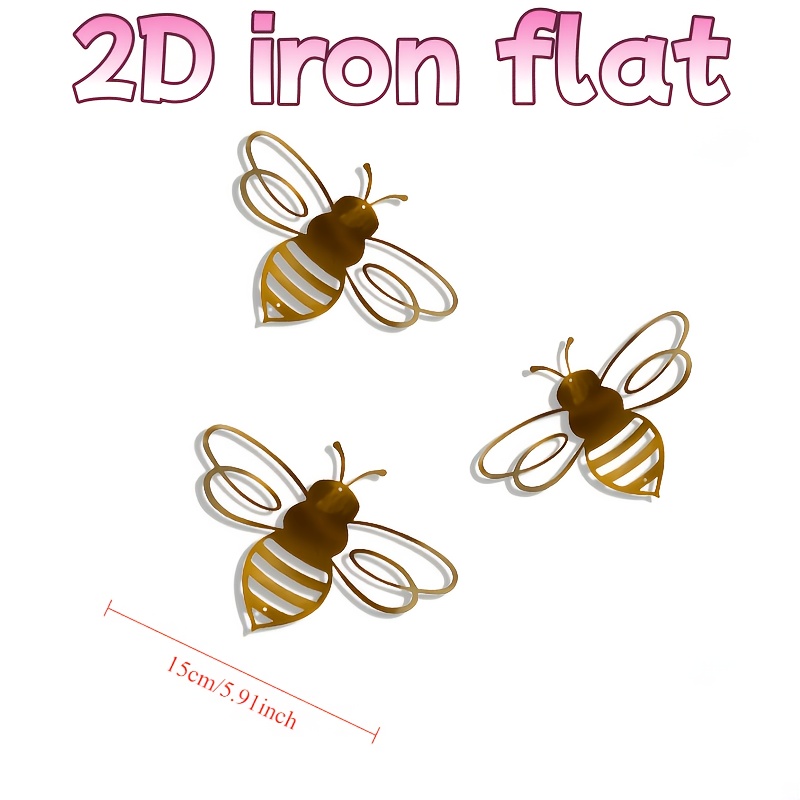 TEMU 2d Flat, 3pcs Rustic Metal Bee Wall Art, Outdoor Garden Fence Decoration, Bee Wall Decor, Beekeeper Gift, Florist Gift, Farmhouse Decor, Shed