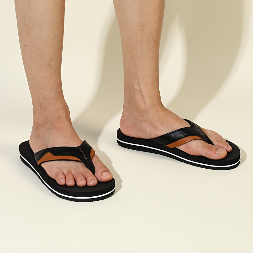 mens lightweight slip on flip flops with arch support comfortable non slip rubber sole durable eva insole arch support for indoor outdoor beach hiking casual wear spring summer fall fashion sandals   arch support sandals minimalist style soft cushioned sole Product details 4