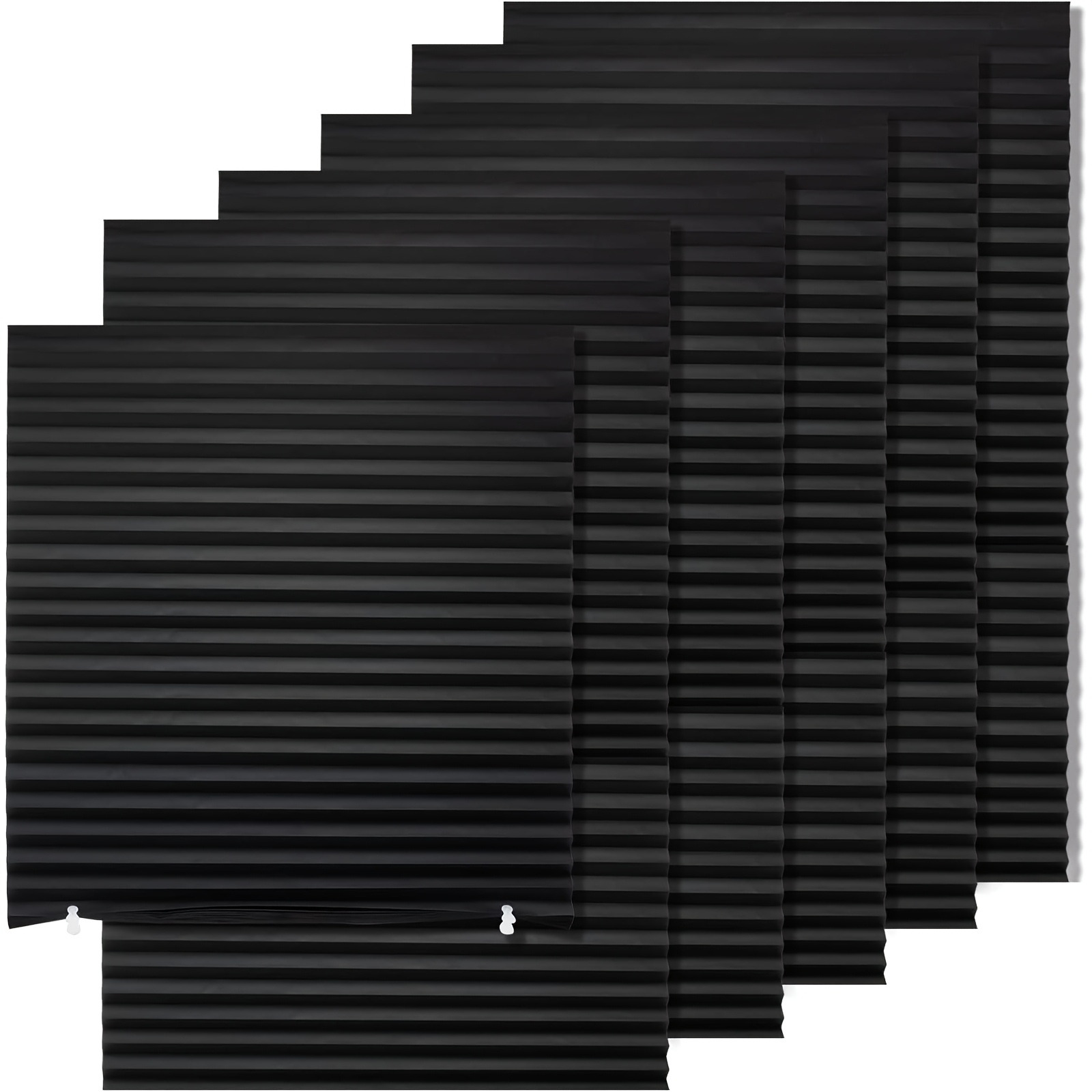 TEMU 6-pack Temporary Blackout Paper Shades For Windows, Adhesive Pleated Blinds, No Tools No Drilling Size Temporary Room Darkening Shades (35" W X