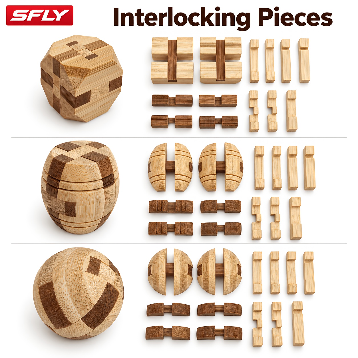 Wooden 3D Interlocking Puzzle Game, Birthday Gift