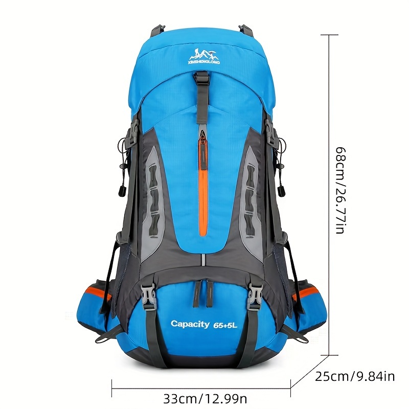 Men's Large Capacity Multi-functional Backpack For Camping Fishing Hiking Outdoors Survival Fans, 18.49gal
