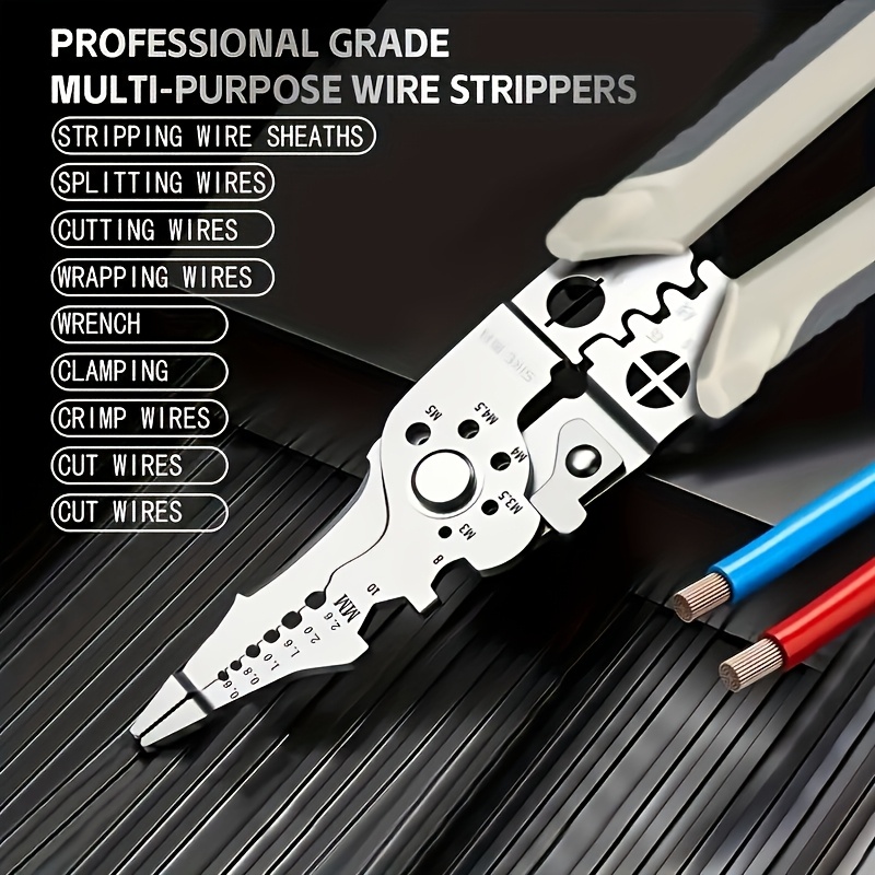 

28-in-1 Stainless Steel Electrician's Pliers - 8.66" , Tool For Wire Cutting, Stripping, Crimping & More