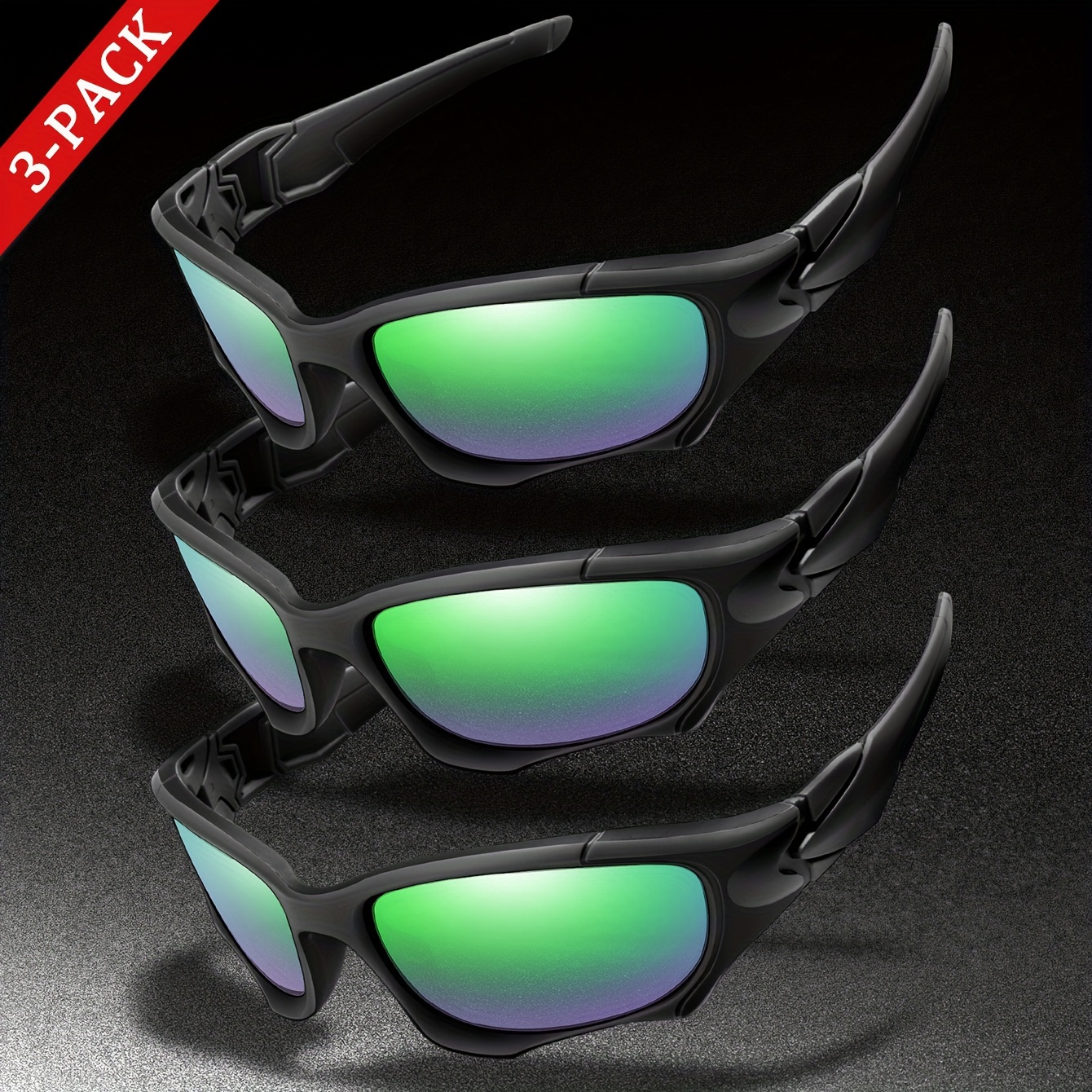 3PK Men Sport Sunglasses Polarized Eyewear Glasses for Cycling Driving  Fishing