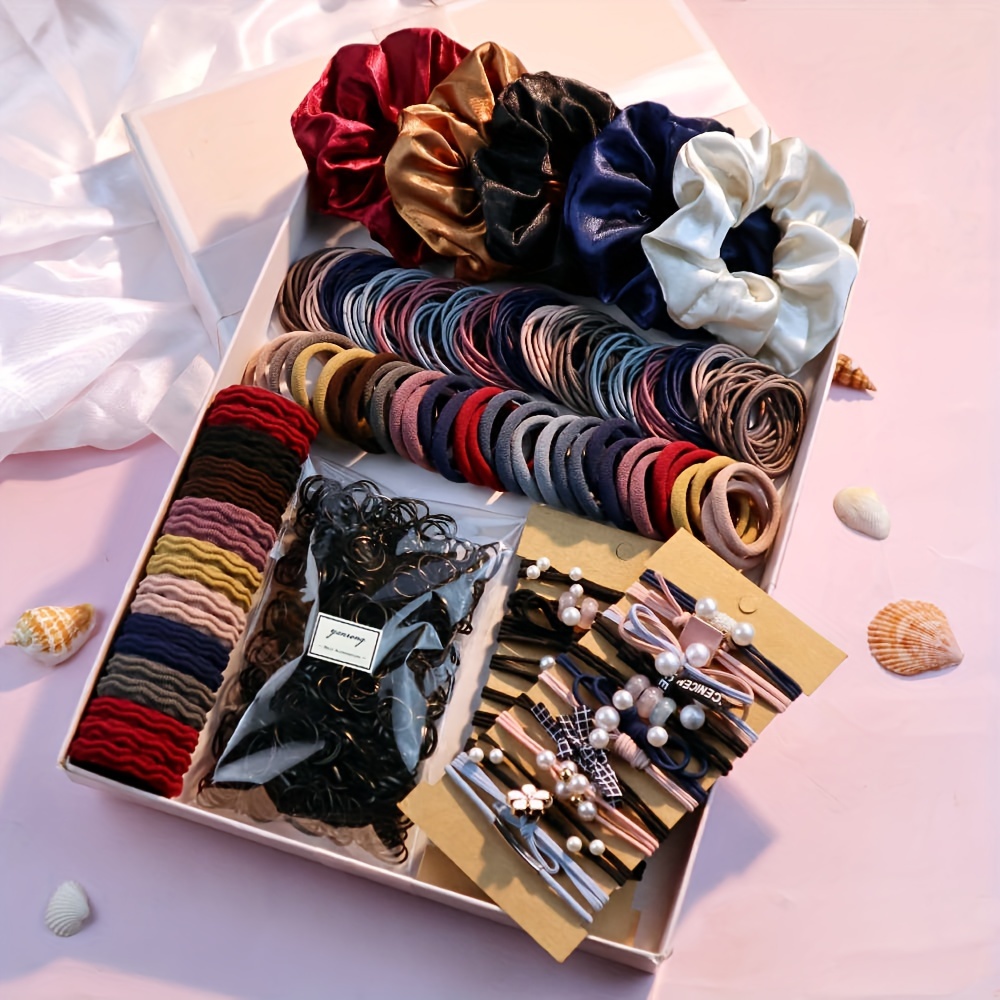 

1085pcs Hair Styling Accessories Kit Elastic Hair Ties Large Intestine Hair Loops Trendy Non Slip Ponytail Holders For Women And Daily Use