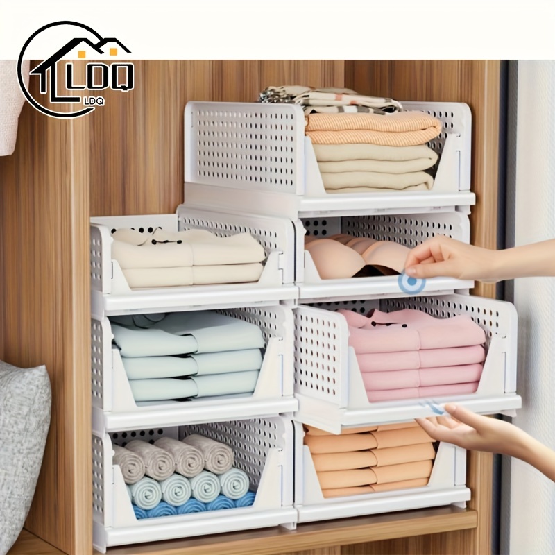 

Ldq 3-piece Foldable Drawer-style Wardrobe Organizer Set, Pp Plastic, Space-saving Stackable Storage For Clothes, Closet, Bedroom, Organization