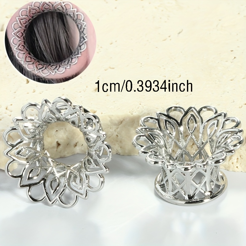 Image of 2pcs Copper Ear Tunnel Hollow Plugs And Tunnels For Women Men Double Fare Earrings Gauges For Ear For Daily Wear Party