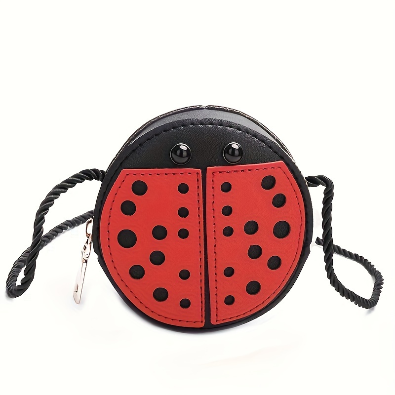 

Sac Bandoulière Coccinelle pour Petites Filles - Sac à Imprimé Animal avec Fermeture Éclair, Design à Noirs et Rouges, Bandoulière Tressée, Cadeau pour