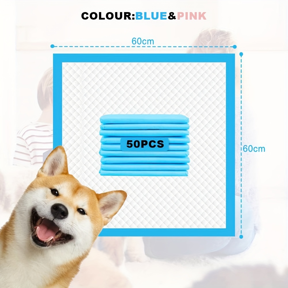 TEMU Dog Disposable Training Pad 60x60cm-50pcs |large Puppy Pee Training Pads Super Absorbent & Leak-proof | Disposable Pet Piddle And Potty Pads For