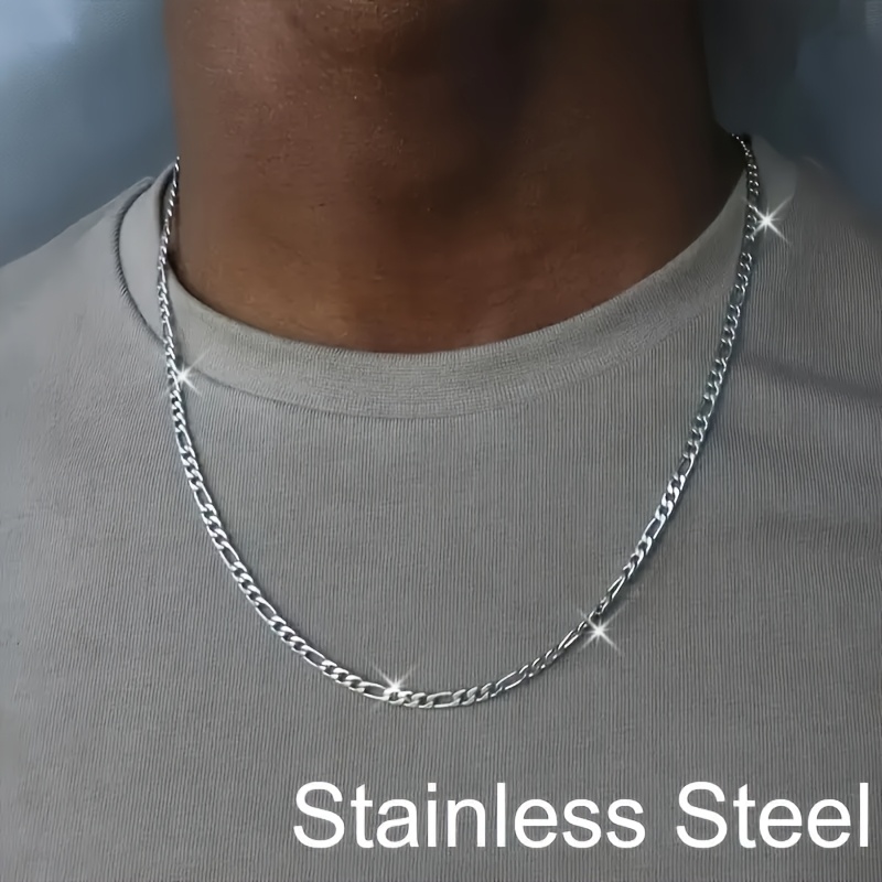 Image of 1pc Men's Waterproof 201 Stainless Steel Necklace, 2mm 201 Stainless Steel Chain, Minimalist Men's Necklace, Stylish Gift For Boyfriend