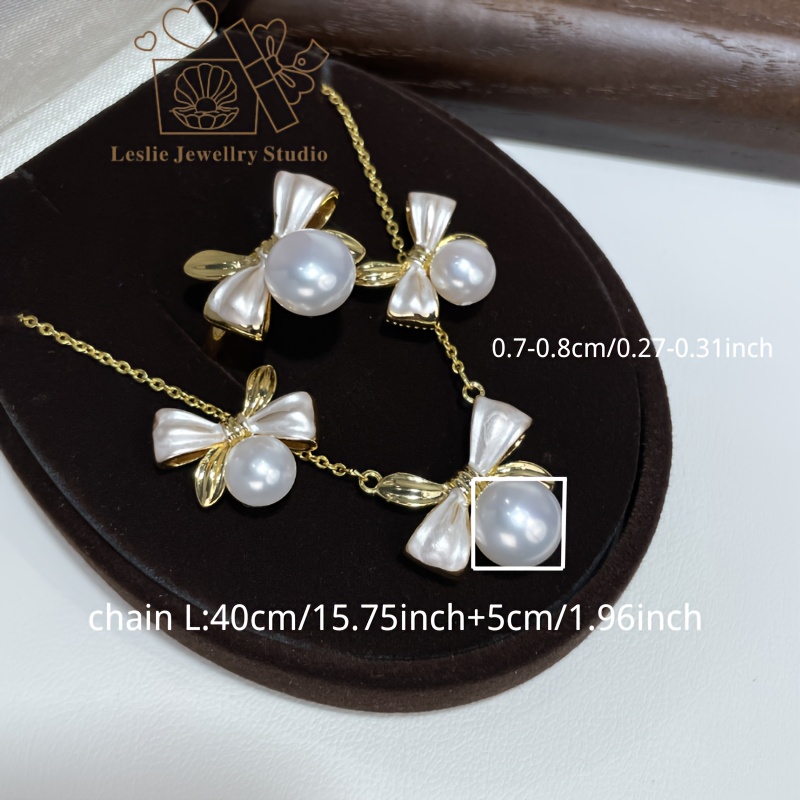 Classic Luxury Freshwater Pearl Jewelry Set, Necklace, Earrings & Ring