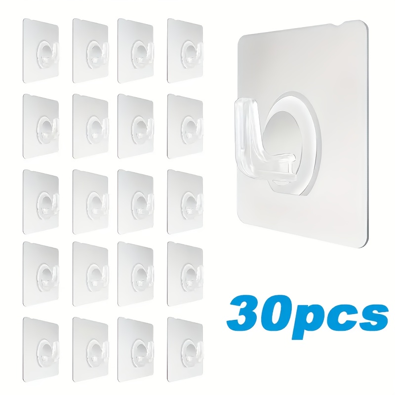 10 /15 / 30pcs Transparent Wall Hanging Rack Clothes Hanger Self-adhesive Door Wall Hook Suction Heavy Load Rack Kitchen Bathroom, Utility Hooks