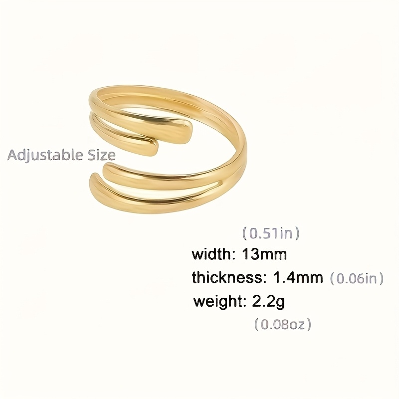 Easy Stainless Steel Golden Color Adjustable Opening Four-strand Open-ended Ring For Women Jewelry Finger Ring Wholesale