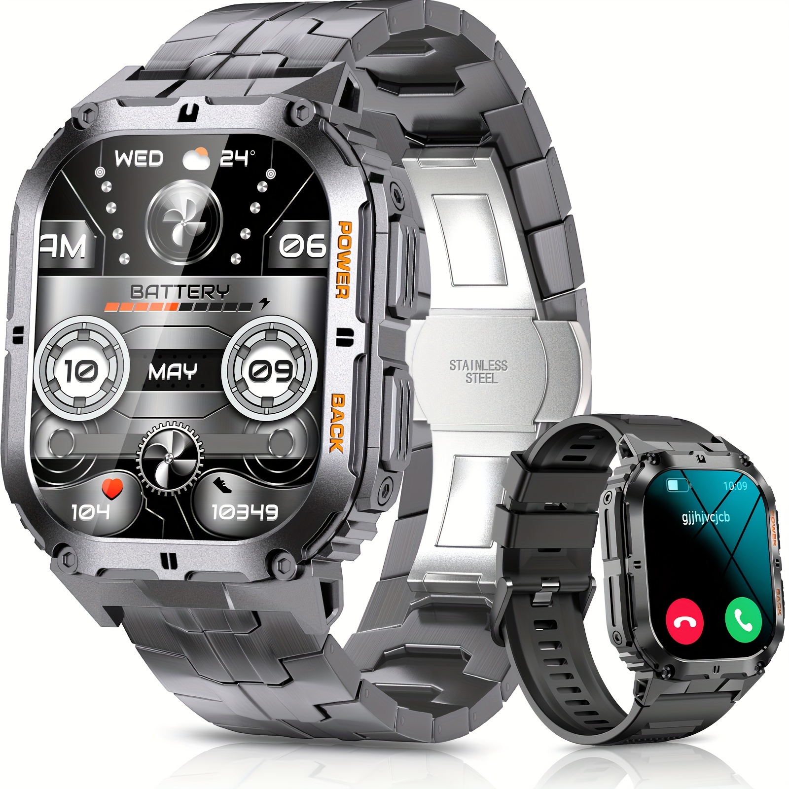 

For Iphone Men's Smartwatch 1.96 "amoled Screen Always Shown, 100+sport Mode Fitness Smartwatch